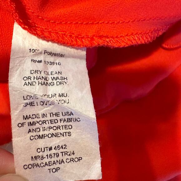 Show Me Your Mumu Copacabana Ruffle Crop Top Red XS Off Shoulder Boho Festival - Picture 6 of 8